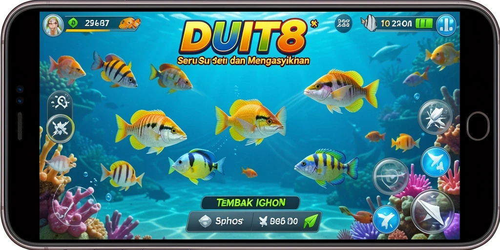 Tampilan seru gameplay Tembak Ikan di DUIT8.