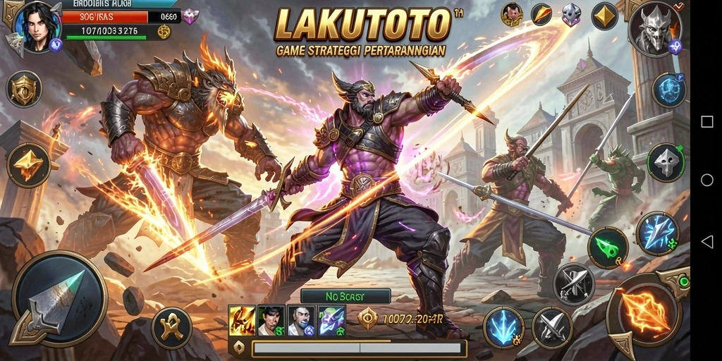 Screenshot LAKUTOTO menampilkan pertarungan strategi yang mendebarkan.