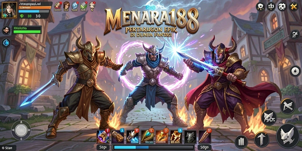 Tampilan seru saat pertarungan di MENARA188 dengan karakter unik.