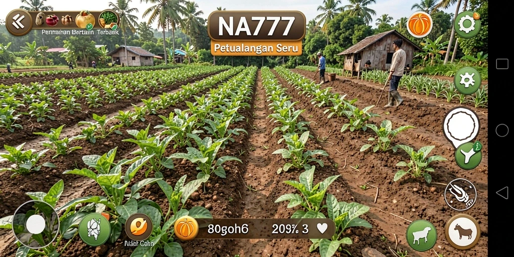 Tampilan gameplay NA777 yang menarik dengan aktivitas bertani.