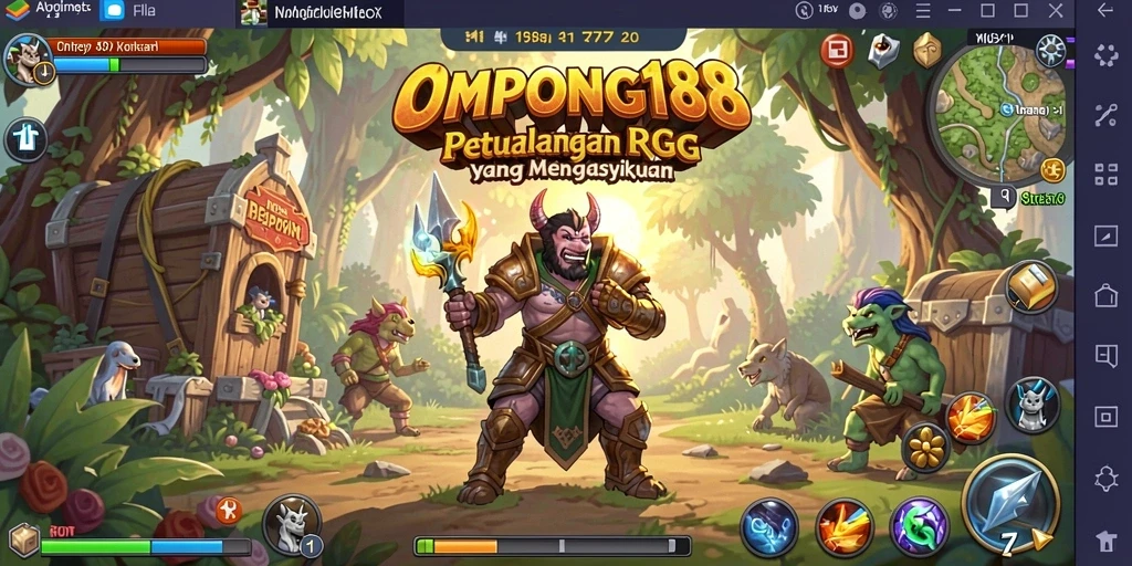 Screenshot gameplay OMPONG188 dengan aksi pertempuran RPG yang seru.
