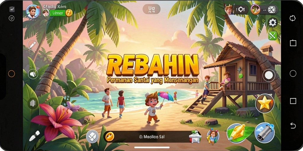 Screenshot gameplay REBAHIN yang penuh warna dan seru.