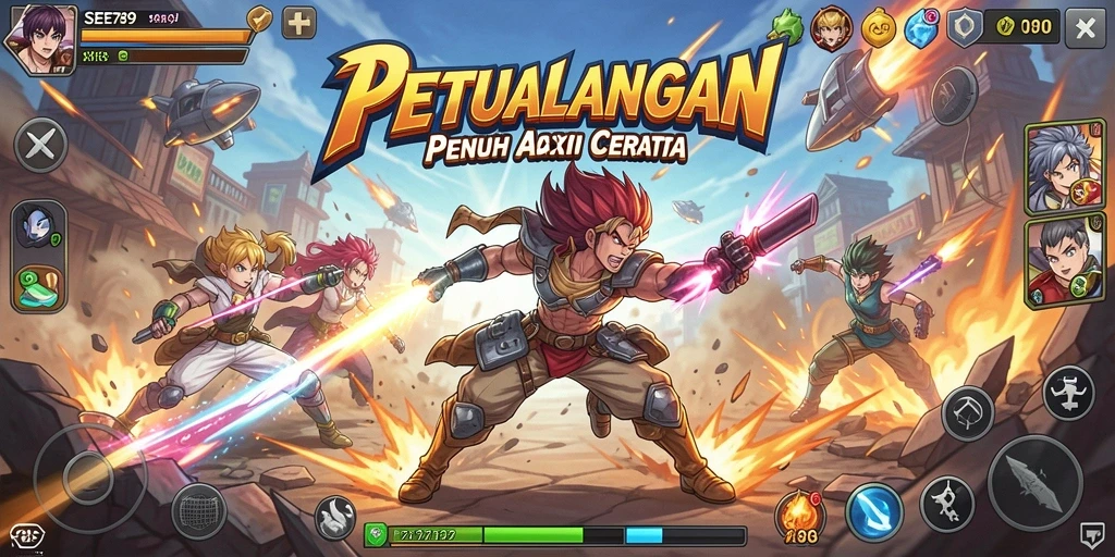 Tangkapan layar utama permainan SEE789 menampilkan karakter anime dalam aksi yang mendebarkan.